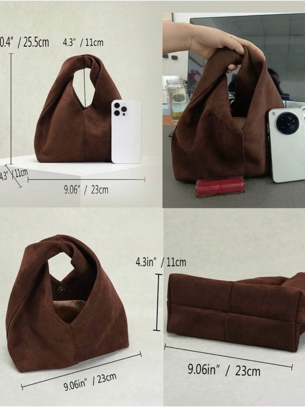 NEW Brown Twist Handle Hobo Shoulder Bag - Picture 8 of 9